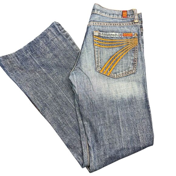 7 For All Mankind Denim - 7 For All Mankind Dojo Dark Wash Wide Leg Denim Jeans Women's Size 27 Casual